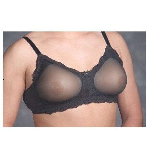 Transform See-Thru Bra & Panty Set Crossdresser Breast Forms Black 2X - Picture 2 of 5